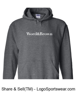 Word and Brown Logo Pullover Hoodie - Gray Design Zoom