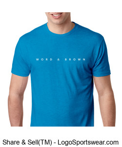 Word and Brown: Turquoise Shirt with White Text Design Zoom