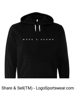 Word and Brown: Black Hoodie with White Text Design Zoom